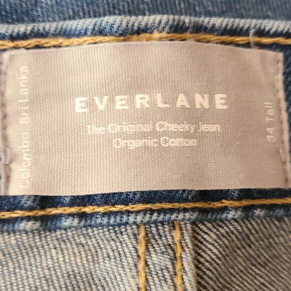 EVERLANE THE ORIGINAL CHEEKY JEAN STRETCH DENIM HIGH RISE MOM JEANS sz 34 Tall - Picture 6 of 6